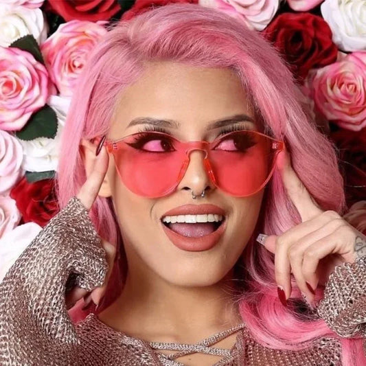 Transparent Luxury Red Candy Integrated Goggles Sunglasses