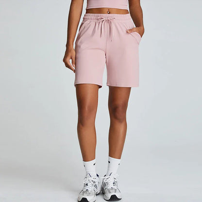 Summer Stretchy Straight Leg SweatShorts Loose Outer Wear Pants Sports Short