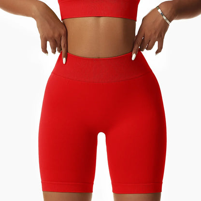 Summer Seamless High Waist Gym Elasticity Hip Lift Pants Running Cycling Sports Short