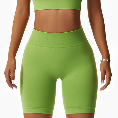 Summer Seamless High Waist Gym Elasticity Hip Lift Pants Running Cycling Sports Short