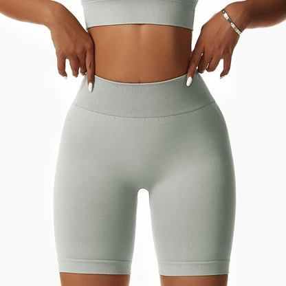 Summer Seamless High Waist Gym Elasticity Hip Lift Pants Running Cycling Sports Short