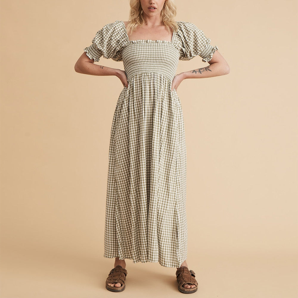 DressBetty - Summer Dresses For Women  Square Neck Smocked Short Puff Sleeve Vacation Beach Style