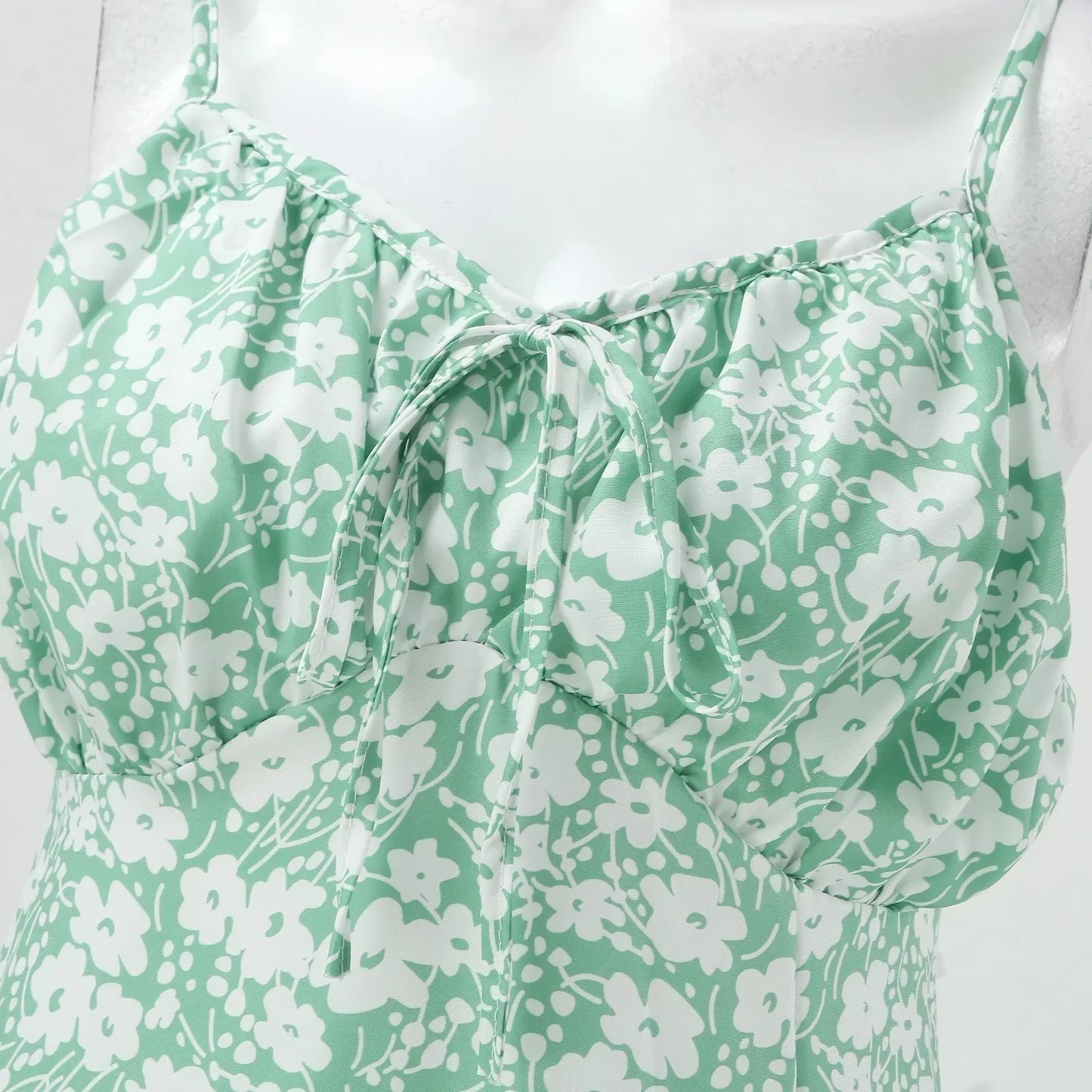 Summer Floral Print Spaghetti Strap Sexy Boho Slit Midcalf Women's Boho Dress