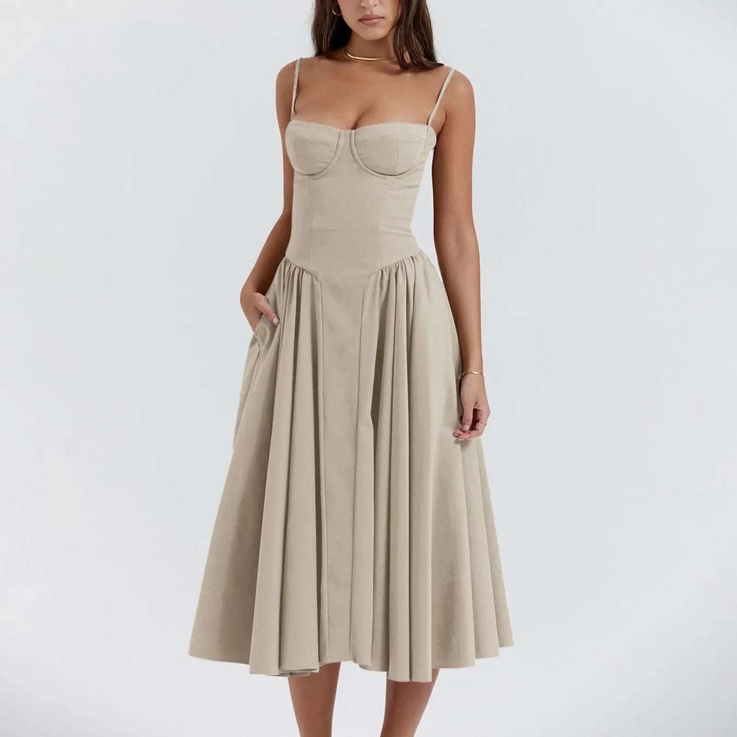 Floral Slip Tube Tops Sleeveless Women's Fashion Printted A-line Midi Lady Boho Dress