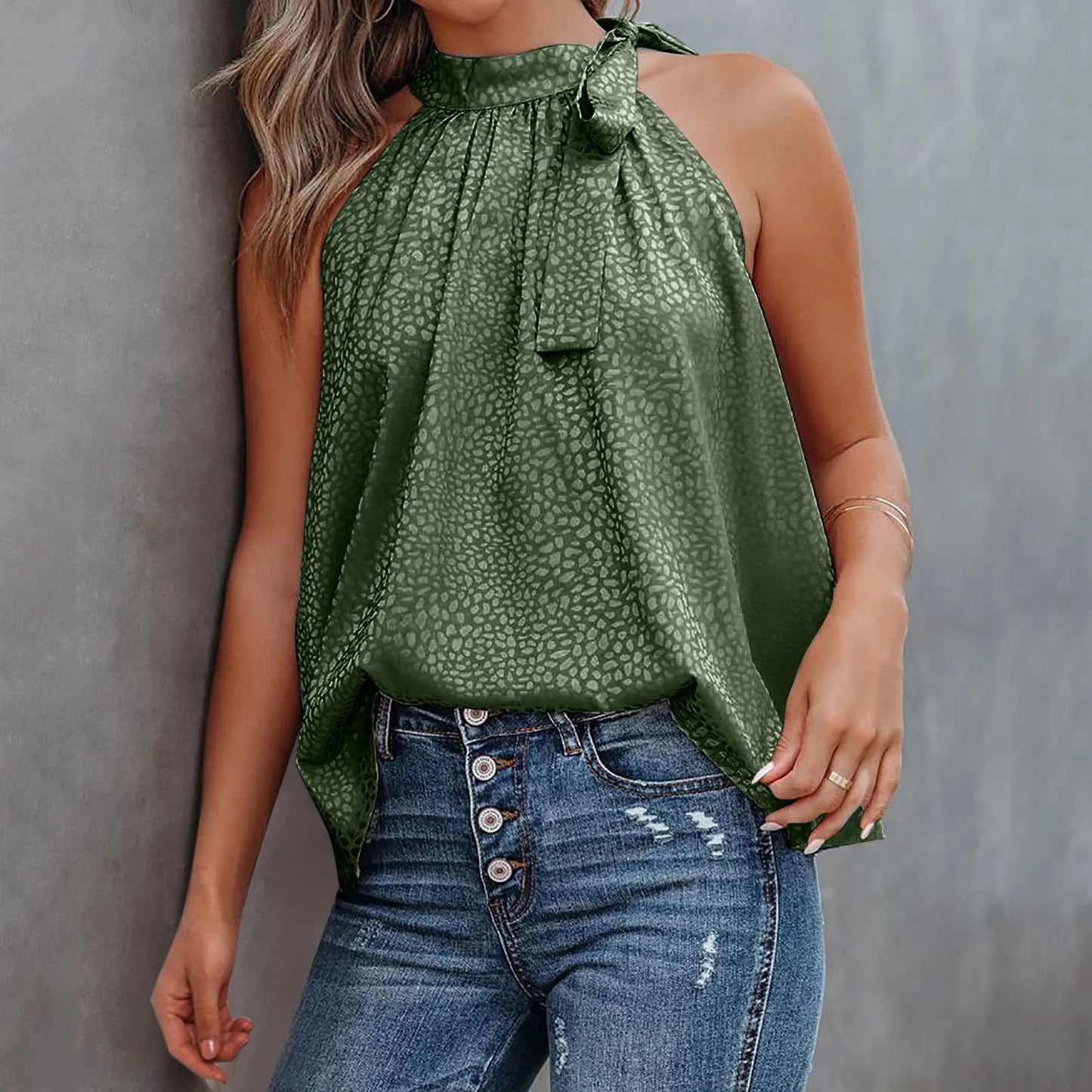 Off-Shoulder Halter Chiffon Elegant Solid Sleeveless Pullover Women's Vest Cami Top