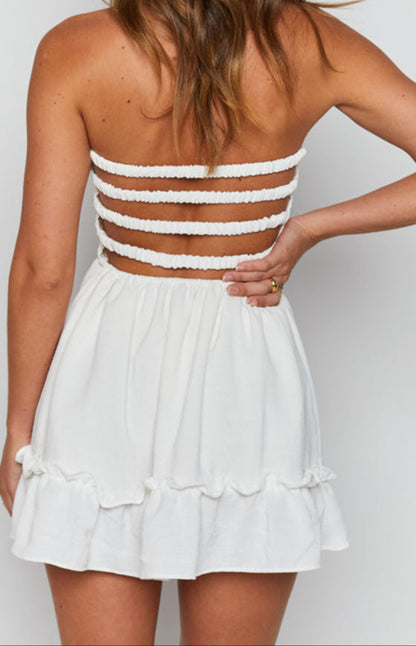 Laurenza Strap Back Dress White