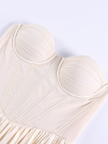 Elegant Sheer Mesh Corset Fitted Sleeveless  Dress