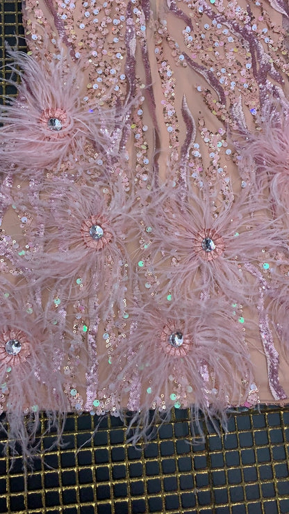 Antonella Mini Dress with Feather Sequin Embellishments