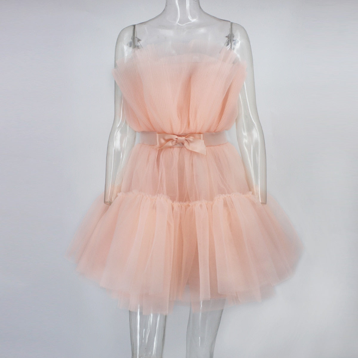 Graceful Mesh Ruched Dress with Refined Details