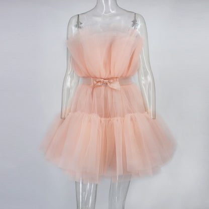 Graceful Mesh Ruched Dress with Refined Details