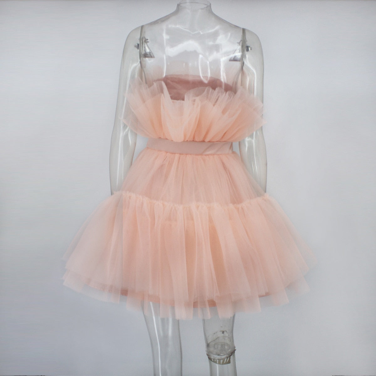 Graceful Mesh Ruched Dress with Refined Details