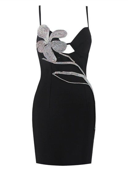 Rhinestone Cut Out Bandage Dress