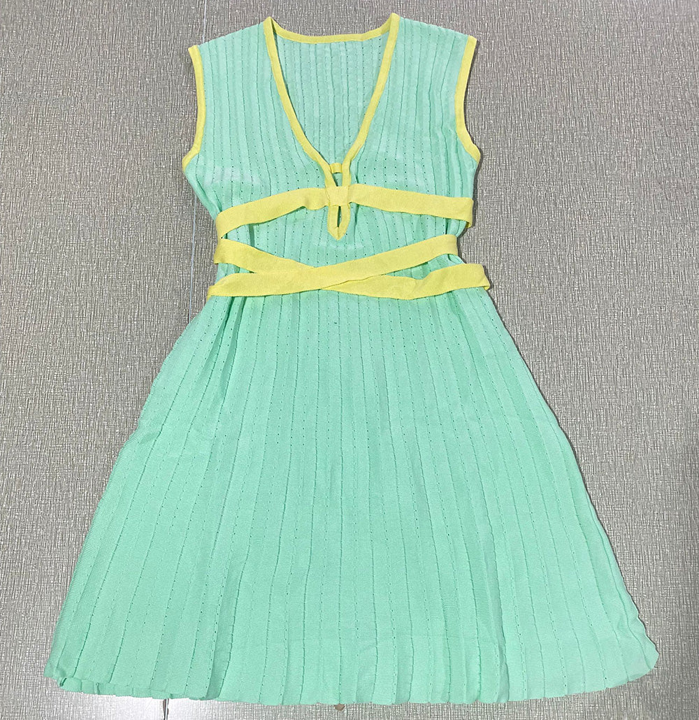 Charming Pleated Knit Dress with Soft Textured Finish