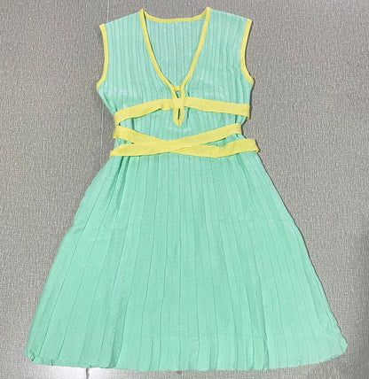 Charming Pleated Knit Dress with Soft Textured Finish