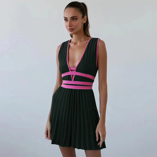 Fleur Pleated Knit Mini Dress - Pleated Knit Mini Dress