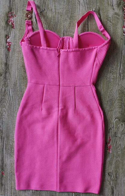 Janea Fuchsia Bandage Dress - Fuchsia Bandage Dress