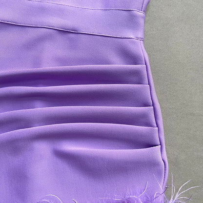 Joanne Rhinestone Bandage Dress feat. Feathers