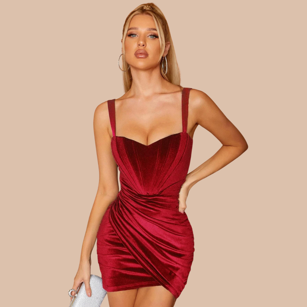 Luxurious Velvet Dress with Elegant Draping