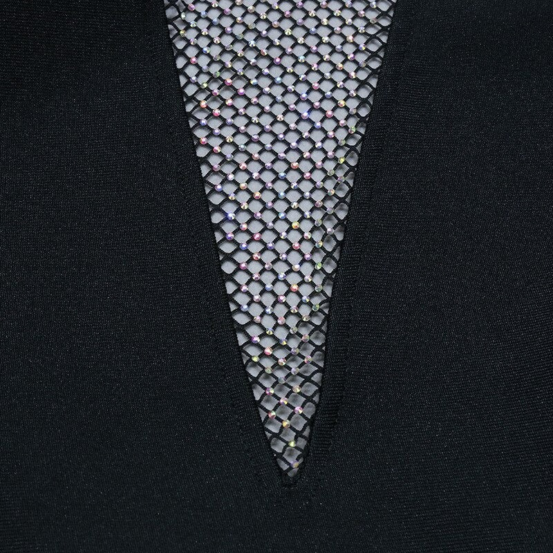 Layla Rhinestones Bandage Dress with Long Sleeves