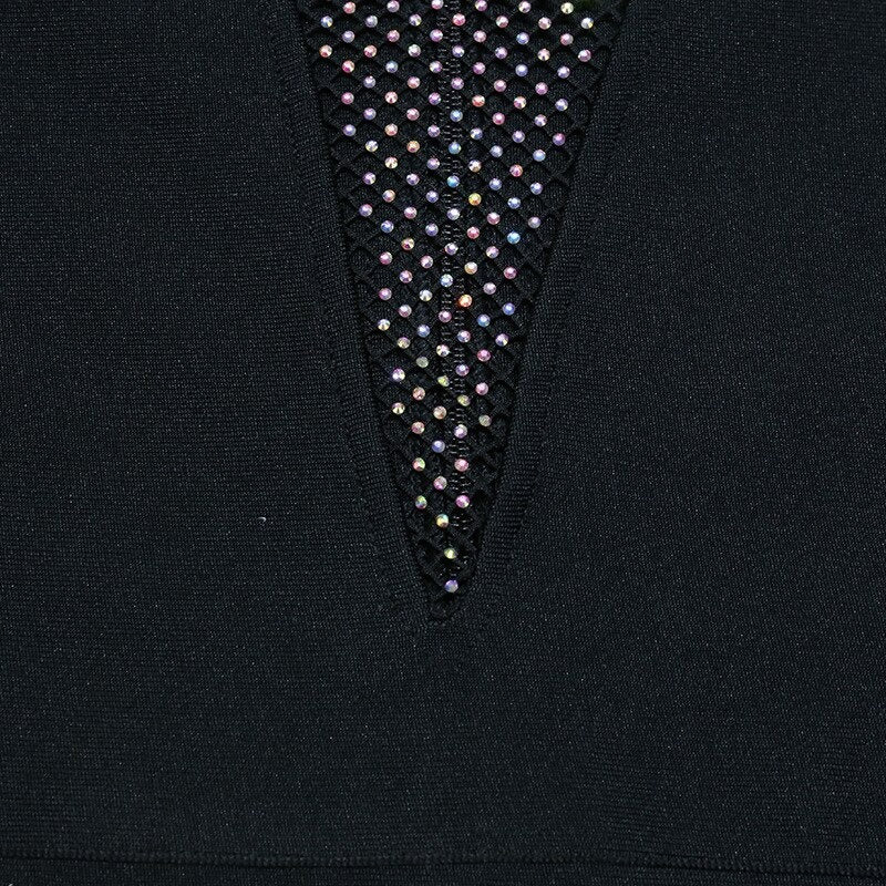 Layla Rhinestones Bandage Dress with Long Sleeves