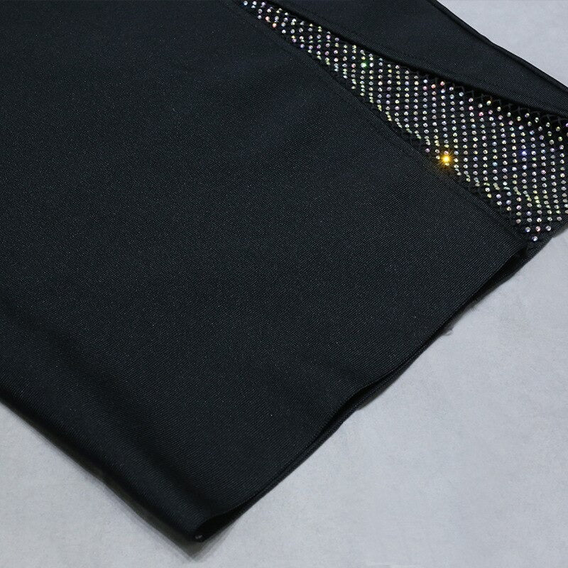 Layla Rhinestones Bandage Dress with Long Sleeves