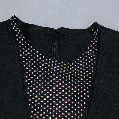 Layla Rhinestones Bandage Dress with Long Sleeves