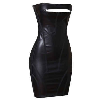Rylee Vegan Leather Bandage Dress with Cut Out