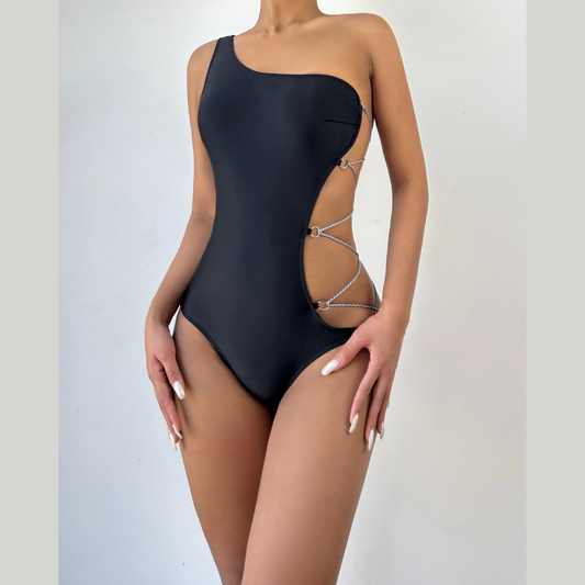 One shoulder lace up self tie bodysuit  | Festival Outfits Women