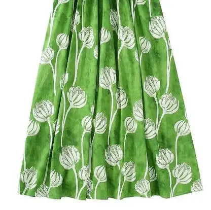 FashionSierra-Elegant  Floral Print  Women  Casual  High Waist  Sling  Autumn 2025  Beach Wear  Big Hem  Oversize Boho Dress