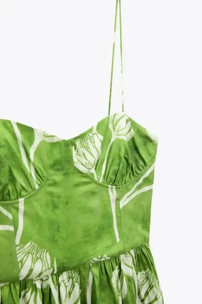 FashionSierra-Elegant  Floral Print  Women  Casual  High Waist  Sling  Autumn 2025  Beach Wear  Big Hem  Oversize Boho Dress