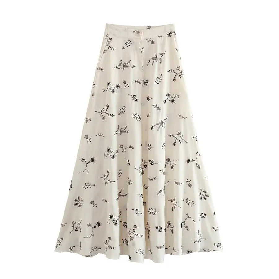 FashionSierra-Floral Embroidery  Crop Top  Maxi Skirt  Suit  Women  Vintage  Sleeveless  Summer  Set  Beach  Vestidos Boho Dress