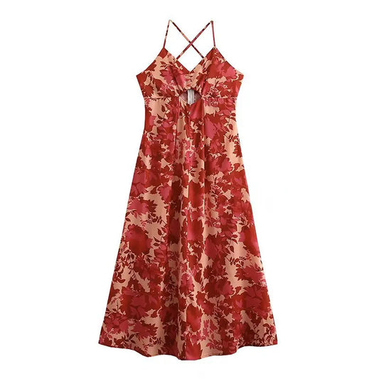 FashionSierra-Sexy  Sleeveless  Backless  Strap  Long  Vintage  Deep V-neck  Summer  Beach Boho Dress