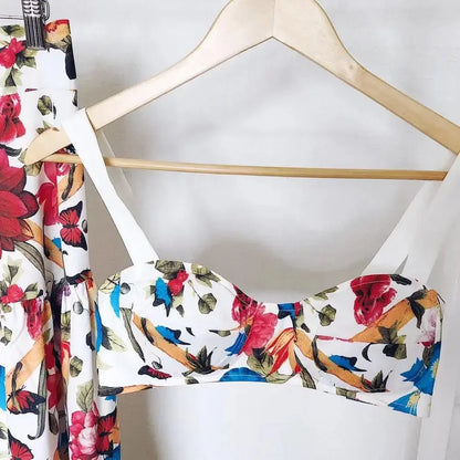 FashionSierra-Sleeveless Maxi  Women  2 Piece Set  Vintage Floral Print  Bohemian  Summer  Vestidos  Beach  Robe  2025  3XL Boho Dress
