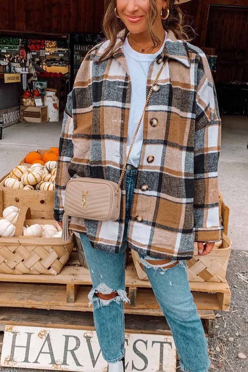 Fashion Big Plaid Coat Tops(6 Colors)