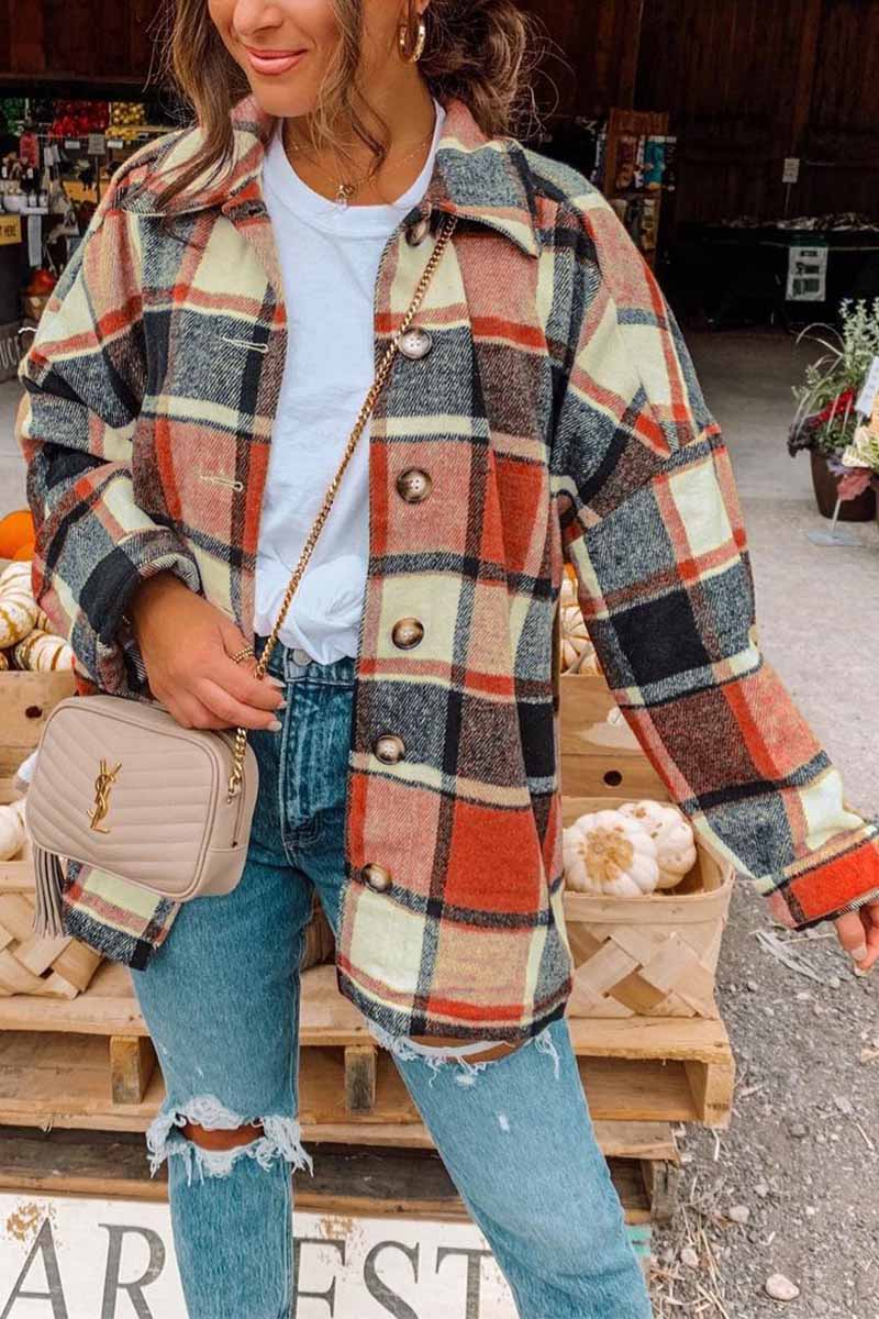 Fashion Big Plaid Coat Tops(6 Colors)
