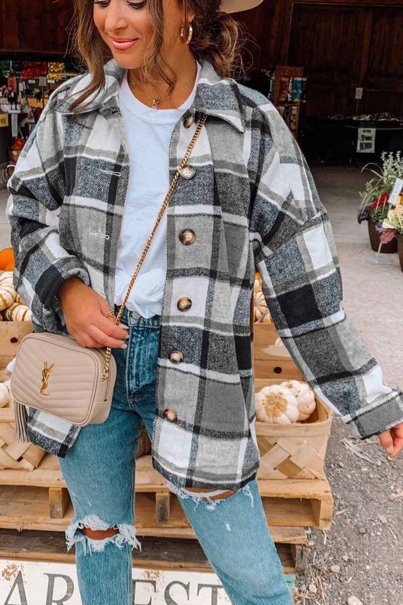 Fashion Big Plaid Coat Tops(6 Colors)