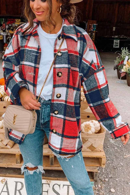 Fashion Big Plaid Coat Tops(6 Colors)
