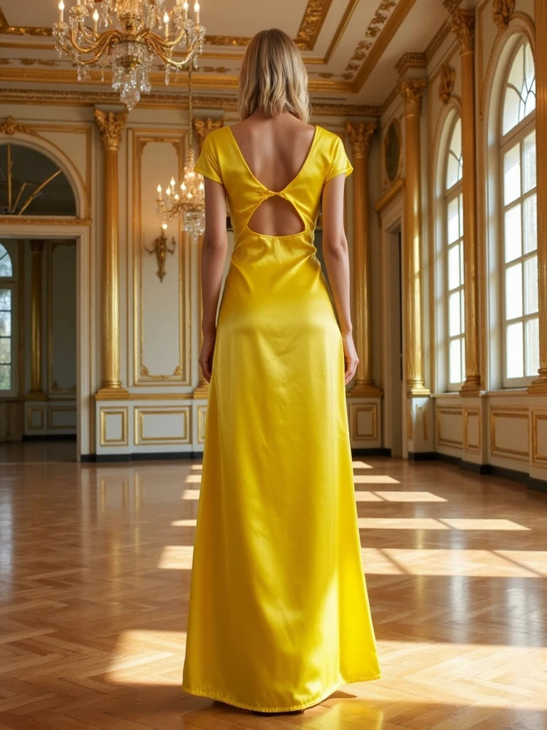 Temperament V-neck High Waist Evening Dress Sexy Backless Solid Sleeveless Elegant Party Dresses 2025 Women&#8217;s Hollow Long Dress