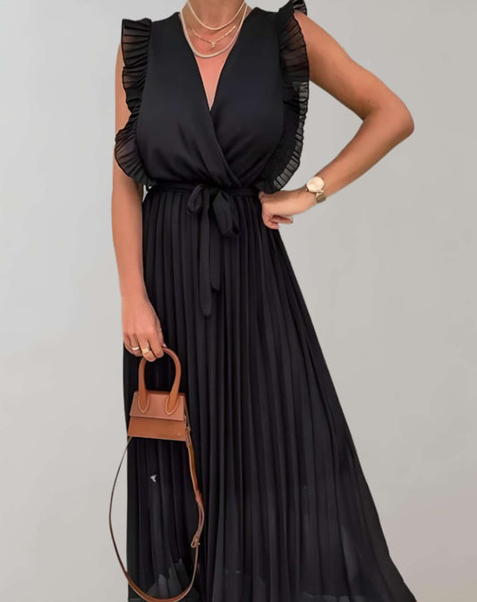 Vestido plisado informal con cinturón para mujer | Ideal para primavera/verano