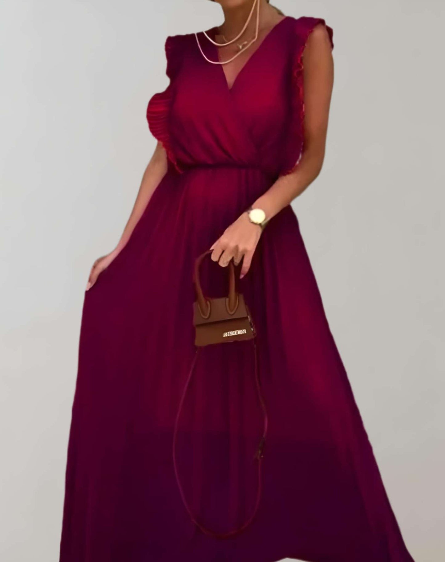 Vestido plisado informal con cinturón para mujer | Ideal para primavera/verano