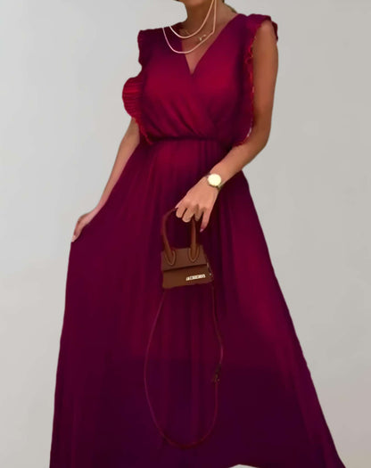 Vestido plisado informal con cinturón para mujer | Ideal para primavera/verano