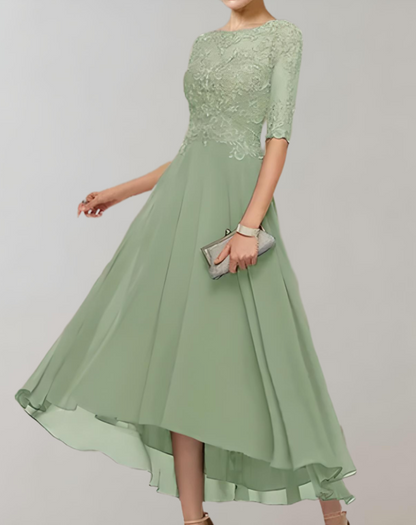 Vestido largo informal de invitada de boda para mujer con mangas de encaje | Ideal para primavera/verano