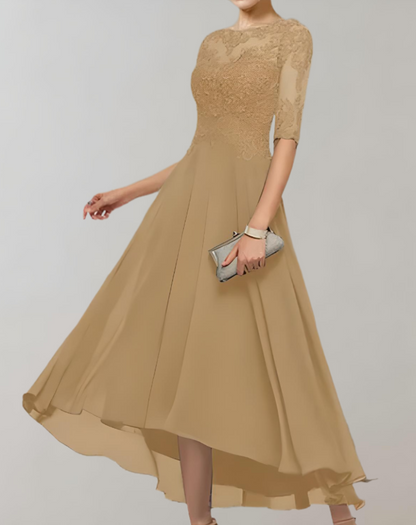 Vestido largo informal de invitada de boda para mujer con mangas de encaje | Ideal para primavera/verano