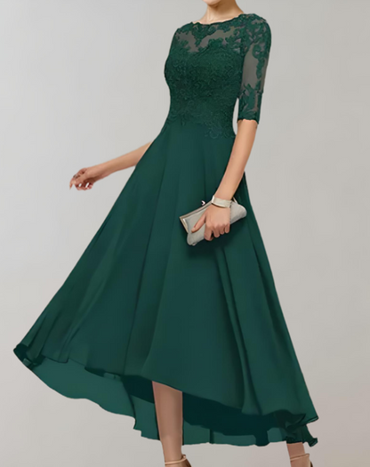 Vestido largo informal de invitada de boda para mujer con mangas de encaje | Ideal para primavera/verano