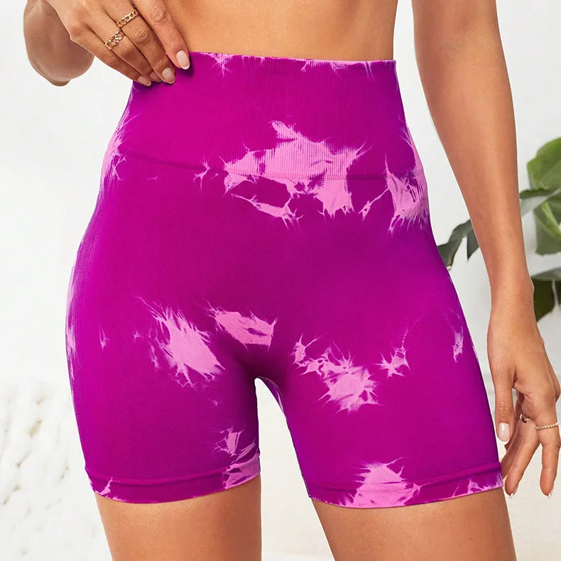 Tie Dye Marble Push Up Tights Booty Sexy Sports Short