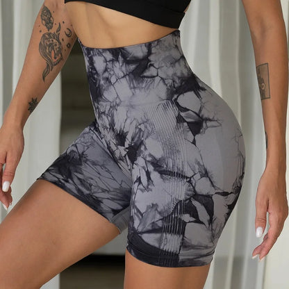 Tie Dye Marble Push Up Tights Booty Sexy Sports Short