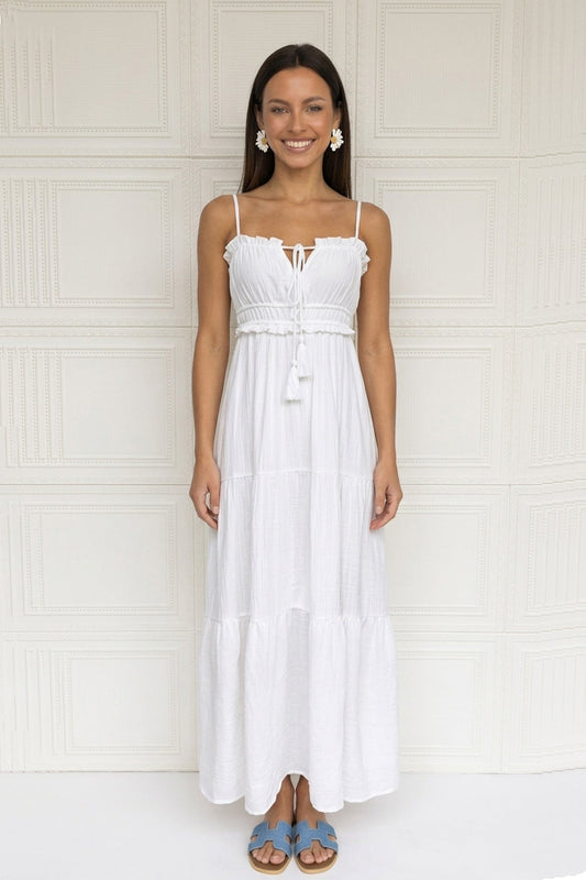 Tie-up Cutout Tiered Cami Dress