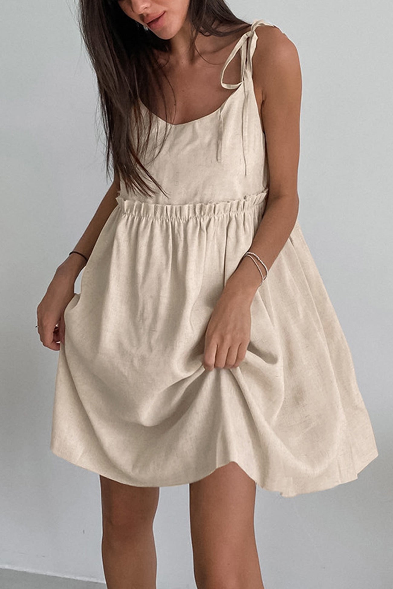 Tie-up Straps Cotton Cami Dress