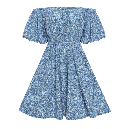 Plead Backless Short Off Shoulder Printed Waist Petite Beach Boho Dress