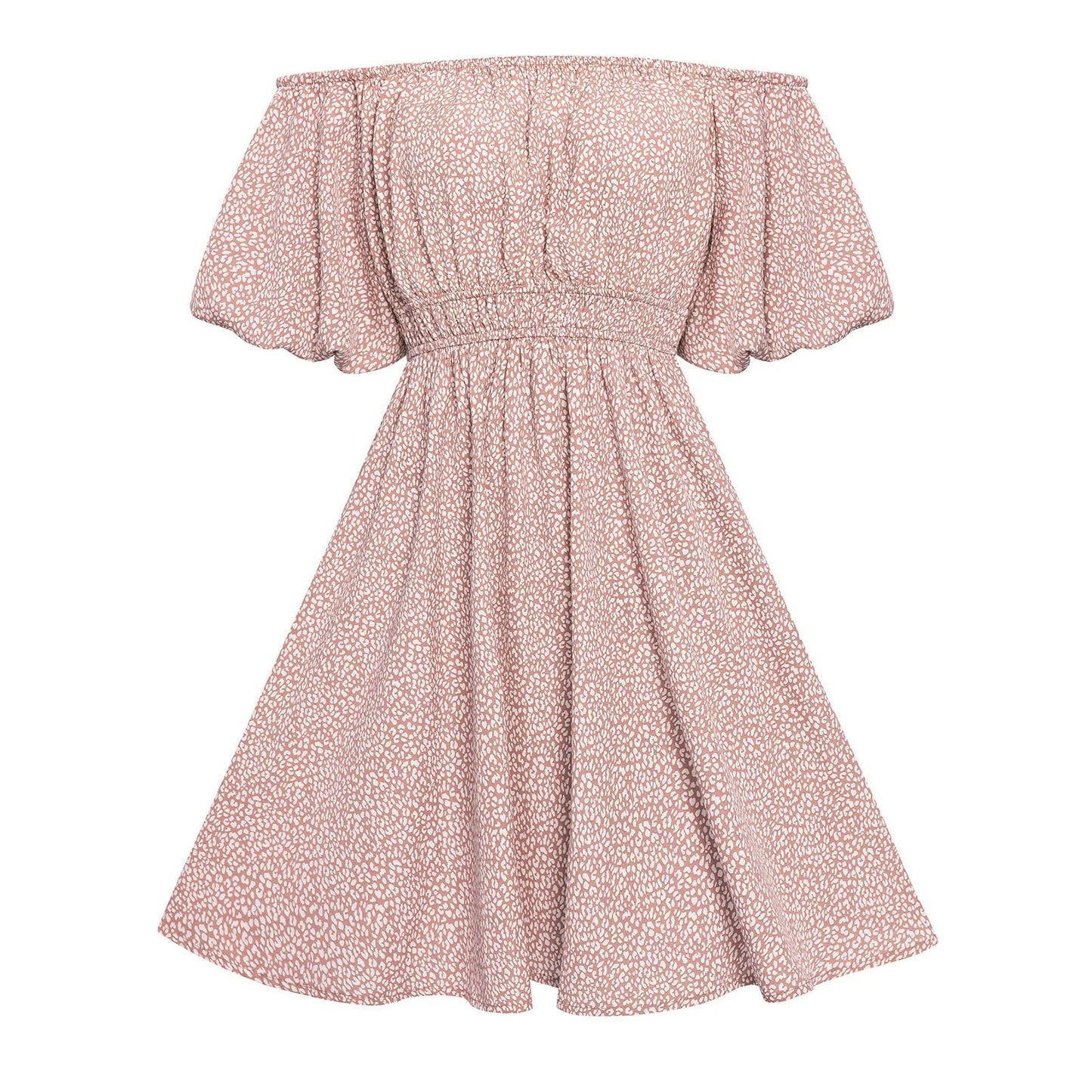 Plead Backless Short Off Shoulder Printed Waist Petite Beach Boho Dress